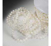 EliteKoopers 1m Ivory Pearl Beads On String 8mm Chain Ribbon for Craft, Cake, Wedding Decoration - Cream