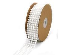 EliteKoopers 1m White Pearl Mesh Wrap Ribbon Flat Back Trimming Ribbon for Decoration 8mm Pearl