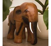 EliteKoopers 1Pcs Elephant Wood Effect Animal Statue Sculpture For Garden Ornament Decor