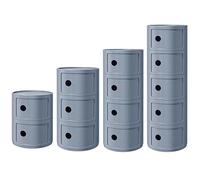 EliteKoopers 1Pcs Grey 3-Tier Storage Unit Cabinet Round Drawers Bedside Sofa Tower Corner Table For Home, Bedroom Furniture