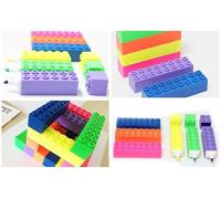 EliteKoopers 1Pcs Purple Building Bricks Construction Blocks Coloured Highlighters Marker Pens for School Office & Stationary Supplies