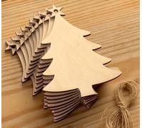 EliteKoopers 20pcs MDF Wooden Christmas Tree Shape Xmas Hanging Decorations Blanks Craft Item