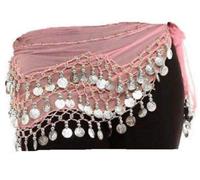 EliteKoopers 3 Rows Belly Dance Costume Belt Skirt Hip Wrap Outfit Gold Coin Bead Scarf (1 Pcs)