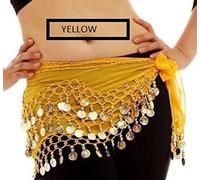 EliteKoopers 3 Rows Belly Dance Costume Belt Skirt Hip Wrap Outfit Gold Coin Bead Scarf (1 Pcs)
