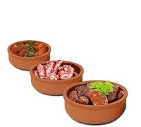 EliteKoopers 3Pcs Terracotta 12cm Glazed Tapas Olive Bowls For Spanish Serving Dishes