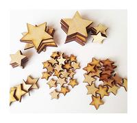 EliteKoopers 50mm Wooden Star Shape Plain Craft Tags For Christmas Blank Cutouts & Card Making (5Pcs)