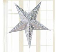 EliteKoopers 80cm Silver Paper Xmas String Hanging Star For Christmas Decoration Tree Party Ornament (1 Pcs)