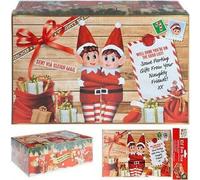 EliteKoopers Christmas Elf Design Print Gift Box For Xmas Santa Present Sweets Wrapping Boxes