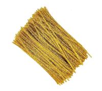 EliteKoopers Gold Glitter Tinsel Chenille Metallic Pipe Cleaners Pipe for DIY Craft Projects, Wedding, Home, Party, Holiday Decoration Item (100Pcs)