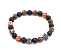 EliteKoopers Set of 2 Ethernity Leopard Skin Jasper & Lava Stone Gemstones Friendship Bracelets For Women, Men Novelty Gift Idea