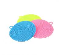 EliteKoopers Silicone Dish Washing Sponge Scrubber Cleaner Pad for Kitchen (Set of 3 (Random Color))