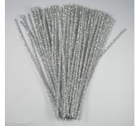 EliteKoopers Silver Glitter Tinsel Chenille Metallic Pipe Cleaners Pipe for DIY Craft Projects, Wedding, Home, Party, Holiday Decoration Item (100Pcs)