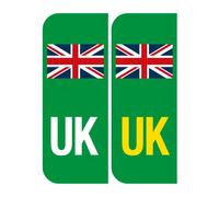 EliteKoopers Sticker Green UK Car Number Plate Sticker Union Jack Driving In EU Europe Van Lorry Caravan