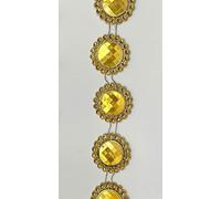 EliteKoopers Sunflower Diamante Rhinestone Gold Trim Ribbon for Art and Craft, Cake, Wedding, Christmas Tree decoration (Flower Diameter-2.5cm)