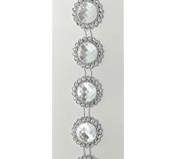 EliteKoopers Sunflower Diamante Rhinestone Silver Trim Ribbon for Art and Craft, Cake, Wedding, Christmas Tree decoration (Flower Diameter-2cm)