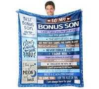 EliteOne Bonus Son Blanket Gifts for Fathers Day for Stepson Gift from Stepdad/Stepmom - to My Bonus Son Letter Best Bonus Sons Blanket - Birthday for Step Sons 50''x60''