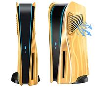 ElitePlay Chrome Gold PS5 Faceplate with Cooling Vents Cover Curved Replacement Plates Shell Accessory for Playstation 5 Disc Edition
