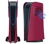 ElitePlay Cosmic Red PS5 Digital Faceplate with Cooling Vents Cover Curved Replacement Plates Shell Accessory for Playstation 5 Digital Edition