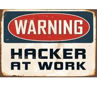 ELITEPRINT Vintage Retro Wall Decor Poster-Metal Sign-Tin Sign for Bar Pub Cafe Bedroom Living Room-Club-Home Club Tavern-Multi-coloured-A3-A4-A5 Size (A3, 38. WARNING HACKER AT WORK)