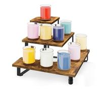 ELITEROO 3 Tier Wooden Retail Display Shelves, Portable Display Rack for Retail Counter Top Craft Shows Tradeshows, 3 Step Corner Tiered Table Display Tower Stand for Cupcake Jewelry Display