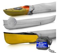 EliteShield Canoe Cover Kayak Cover; Waterproof UV Resistant 600D Marine Grade Polyester Canoe Kayak Boat Storage Cover fits 13 ft-14 ft Long, 110 Inches Girth Gray Color