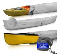 EliteShield Canoe Cover Kayak Cover; Waterproof UV Resistant Marine Grade Polyester Canoe Kayak Boat Storage Cover fits 17 ft-18 ft Long, 120 Inches Girth Gray Color