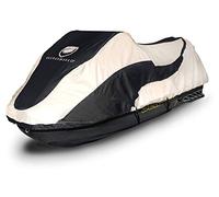 EliteShield Jet Ski PWC Trailerable Waterproof Storage Cover Polaris Sea Doo Yamaha Kawasaki Tiger Shark Honda (Black/Grey, Fits from 136"-145"(3seater))