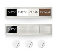 EliteSign Dishwasher Magnet Clean Dirty Sign, 4 Options with Running and Empty Options, Stainless Steel Dishwasher Magnet Easy to Switch, Residue Free Adhesive Included
