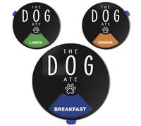 EliteSign Dog Fed Sign - Dog Feeding Chart with Three Meals per Day, Did You Feed The Dog Tracker, Magnetic Pet Feeding Reminder with Double Sided Tapes for Fridge, Black