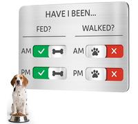 EliteSign Dog Feeding Reminder Sign, Pet Feeding Tracker with Magnet, AM PM Daily Acrylic Slider Board for Fridge Wall Mounting, Plus Walking Reminder, Brushed Silver, 6.8" x 4.7" Pet Supplies