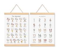 EliteSign Educational Preschool Learning Posters, Animal Alphabet Numbers Poster for Toddlers, ABC Banner Wall Hanging Decor for Classroom Playroom Nursery Kids Room, 12x17 Inch Set of 2