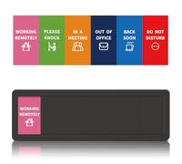 EliteSign Office Door Signs 6 Options Do Not Disturb, Please Knock, In A Meeting, Out Of Office, Working Remotely Black Plastic Sign For Meeting & Conference Room Modern Professional Style