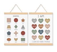 EliteSign Shapes Self-encouraged Posters Set of 2, Colorful Wall Chart Hanging Nursery Decor, Educational Art Posters for Classroom Playroom, 12x17 Inches with Wooden Frames