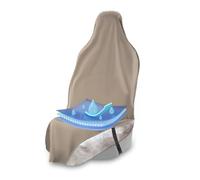 EliteSport Front Seat Cover, Universal Fit Waterproof, Sweatproof, Odor-Resistant, and Machine Washable Car Seat Protector with Non-Slip Underlayer for Pet, Travel, and Outdoor Adventure, Tan