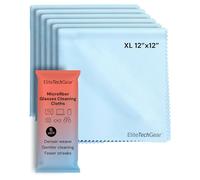 EliteTechGear Most Amazing Microfiber Cleaning Cloths (6 Pack) Perfect for Cleaning Eyeglasses, LCD Screens, Tablets and Other Delicate Surfaces (5 Large 6x7inch and 1 Oversized 12x12inch)