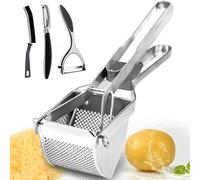 Eliteva Potato Ricer, Cleaning Brush & Potato Peeler, Stainless Steel Potato Ricer Masher with Silicone Handle, Multifunctional Fruit Vegetable Masher for Creamy Fluffy Mashed Potatoes (4 Pcs)