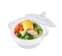 EliteVibe Glass Microwave Steamer for Vegetables Fish Food Cooker Microwave Vegetable Steamer With Lid and Steaming Basket for Convenient Quick Healthy Cooking (1.5L)