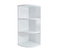 Elitezotec WHITE WOODEN 3 TIER CORNER SHELF SHELVING PANEL DESIGN BATHROOM BEDROOM