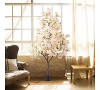 Elitix Artificial Tree Interior Artificial Cherry Blossom Faux Trees for Decor, Nearly Natural Cherry Blossom Trees with Fake Flowers, Balcony Faux Cherry Blossom Trees(White,Large)