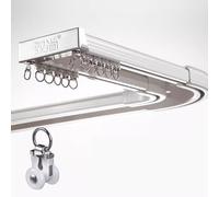 Elitix Curtain Tracks L Shape Double Curtain Rod for Corner Window, Double Row Track Hooks for Blackout Curtains, Curved Rod Bracket for Draw Drapes, Valance Rail(White,300cm(118 1/8"))