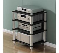 Elitix Hifi Stand 1 2 3 4 Tier Audio Cabinet Media Stand, Open Stereo Audio-video Shelving Racks for Printers Game Console Tv Box, Office Record Player System(Black,60x48x85cm)