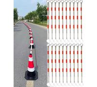 Elitix Retractable Traffic Cone Bar From 4 ft To 6.5 ft, 6 16 20 40 Pack Barrier Connectors for Parking Lots, Temporary Safety Bar Equipment Expandable(Red,20pcs)