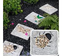 Elitix Stepping Stones Square Step Gardening Stones with Pebble, Outdoor Walkway Stepping Lawn Stone Set Concrete Material, 31x21cm Tiles for Decorative Garden Path(Color:Ladybug)