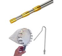 Elitix Telescoping Boat Pole with 2 Pcs Replaceable Hooks, Long Picking Stick for Fruit Trees Strawberries Cherries Berries, Replaceable Rescue Hook(Style a,71-162cm/28-63.8in)