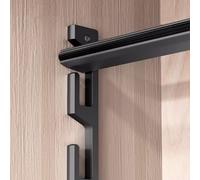 Elitix Wardrobe Rail Wardrobe Closet Hanging Clothes Doubler Rod with Grooves, Adjustabe Height Coats Bracket for Garment, Heavy Duty Clothing Organizer Pole, Coats Rail(Black,150cm(59"))