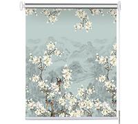 Elitix Waterproof Roller Window Blind Flower Birds Pattern, 2in/ 3in/ 4in/ 5in Wide Blackout Thermal Insulated Curtain with Fitting, Balcony Patio Curtain(100cm x 100cm(3.2ft x 3.2ft))