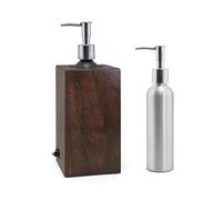 Elitzia Solid Walnut Square Massage Oil Warmer - 2 Metal Pump Bottles Included, Faster Heating, Auto Temp Control 122-140°F, Natural Wood Lotion Heater for Spa Salon Home, ETAW02S