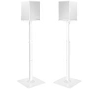 ELIVED Adjustable Height Speaker Stands for Satellites Up to 10KG | Universal Bookshelf Floor Speaker Stand, Height Adjust 720mm to 950mm, 2 Types of Foot Pads, Cable Management, 1 Pair, White