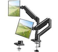 ELIVED Dual Monitor Arm, Adjustable Gas Spring Monitor Stand for Most 13-32 Inch Screens, VESA 75/100mm, 10KG Max Load, C-Clamp & Grommet Base, Tilt, Swivel, 360° Rotation, Ergonomic Design EV005