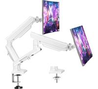 ELIVED Dual Monitor Arm Desk Mount for 13-32 inch Screen, Height Adjustable Double Gas Spring Arm, Gaming Monitor Arm Holds 2-9kg, VESA 75x75 100x100 with C-clamp& Grommet, Freelift Pro White EV6012W